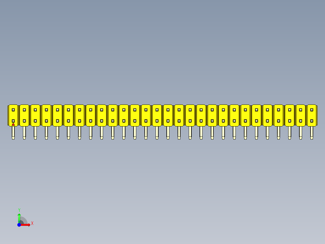 彩色公排针 100mil 2.54mm 系列-DS1022_yellow_2x28p_100mil_TypeD_rev1.0前视图