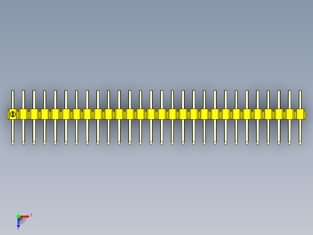 彩色公排针 100mil 2.54mm 系列-DS1022_yellow_2x28p_100mil_TypeD_rev1.0俯视图