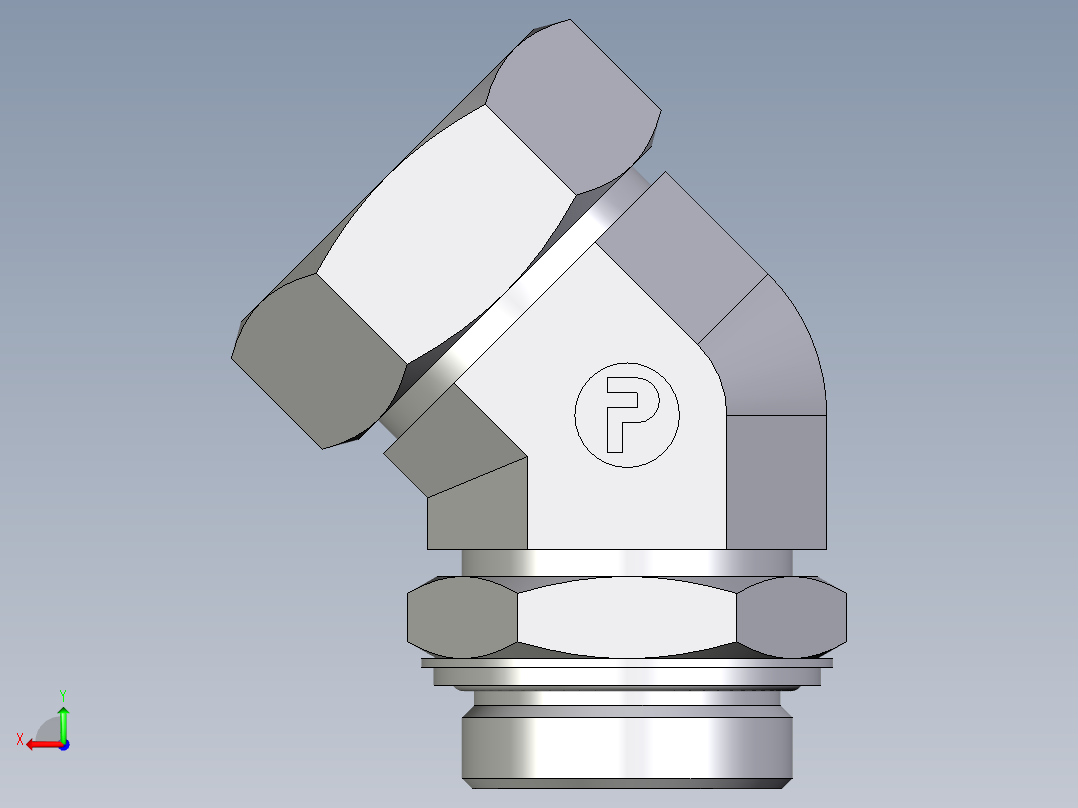 卡套式工业通用硬管接头EO_Adjustable_locknut_45_deg_elbow_VEE42LRCF后视图