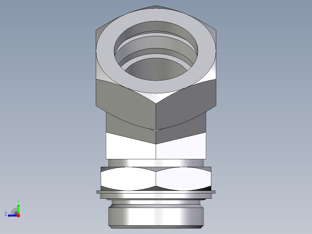 卡套式工业通用硬管接头EO_Adjustable_locknut_45_deg_elbow_VEE42LRCF右视图