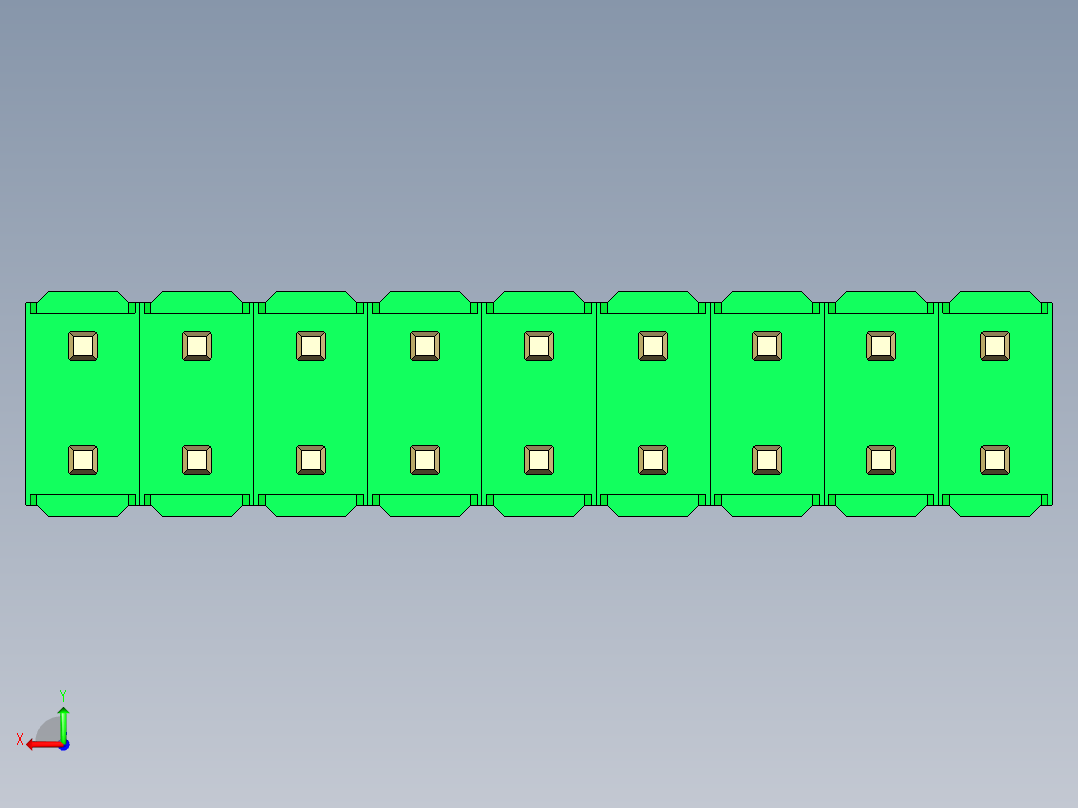 彩色公头100mil（2.54mm）系列-DS1021_green_2x09p_100mil_Type19_rev1.0后视图