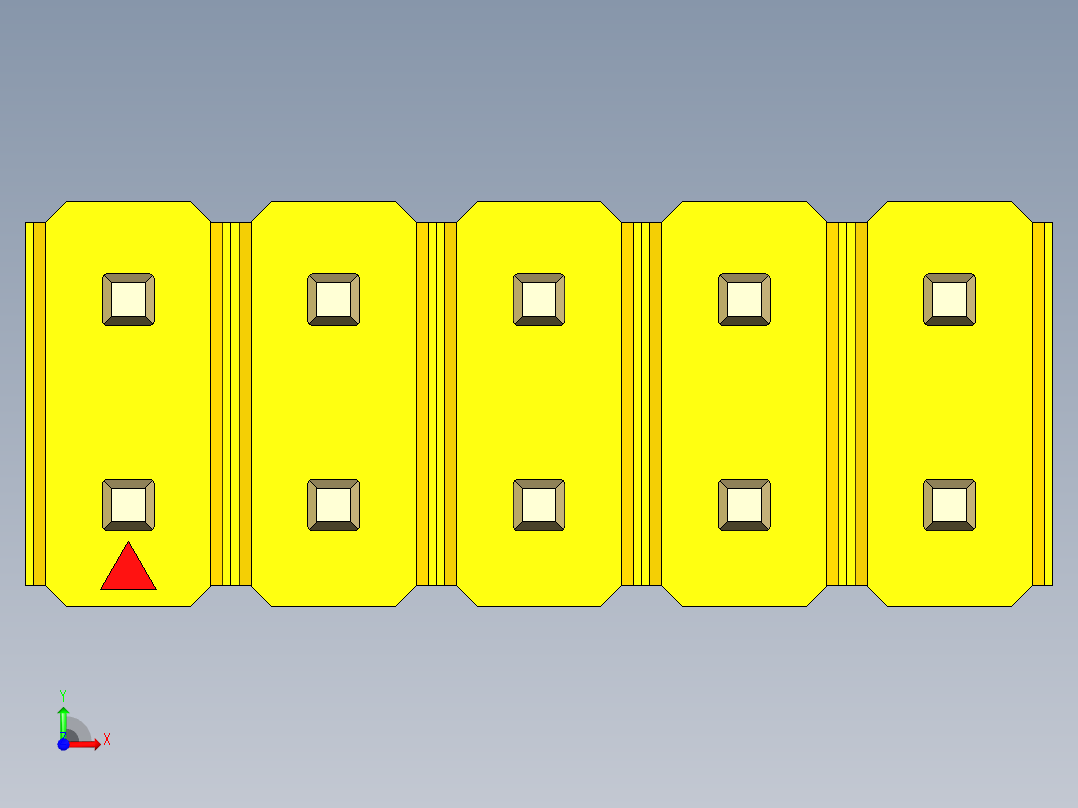 彩色公头100mil（2.54mm）系列-DS1021_yellow_2x05p_100mil_Type5_rev1.0前视图