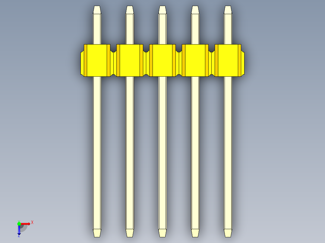彩色公头100mil（2.54mm）系列-DS1021_yellow_2x05p_100mil_Type5_rev1.0俯视图