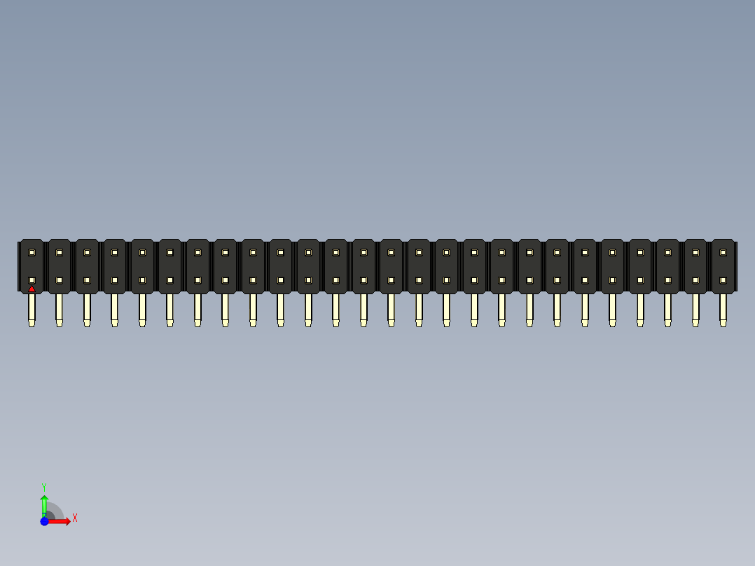 彩色公排针 100mil 2.54mm 系列-DS1022_black_2x26p_100mil_TypeD_rev1.0前视图