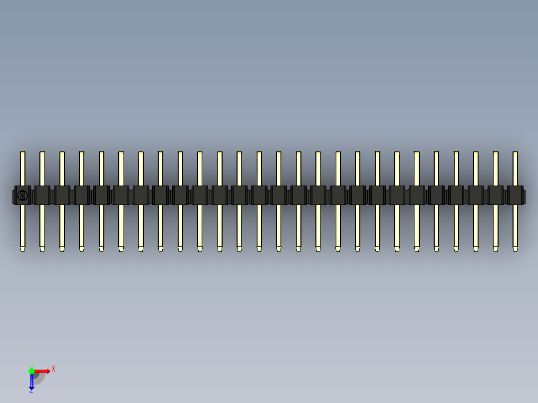 彩色公排针 100mil 2.54mm 系列-DS1022_black_2x26p_100mil_TypeD_rev1.0俯视图