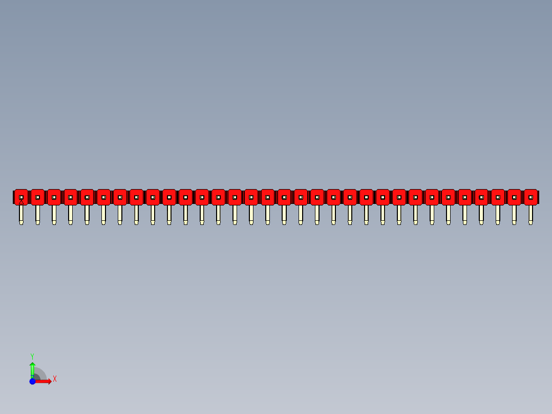 彩色公排针 100mil 2.54mm 系列-DS1022_red_1x32p_100mil_TypeD_rev1.0前视图