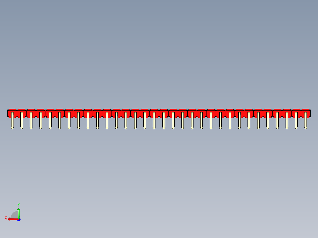 彩色公排针 100mil 2.54mm 系列-DS1022_red_1x32p_100mil_TypeD_rev1.0后视图