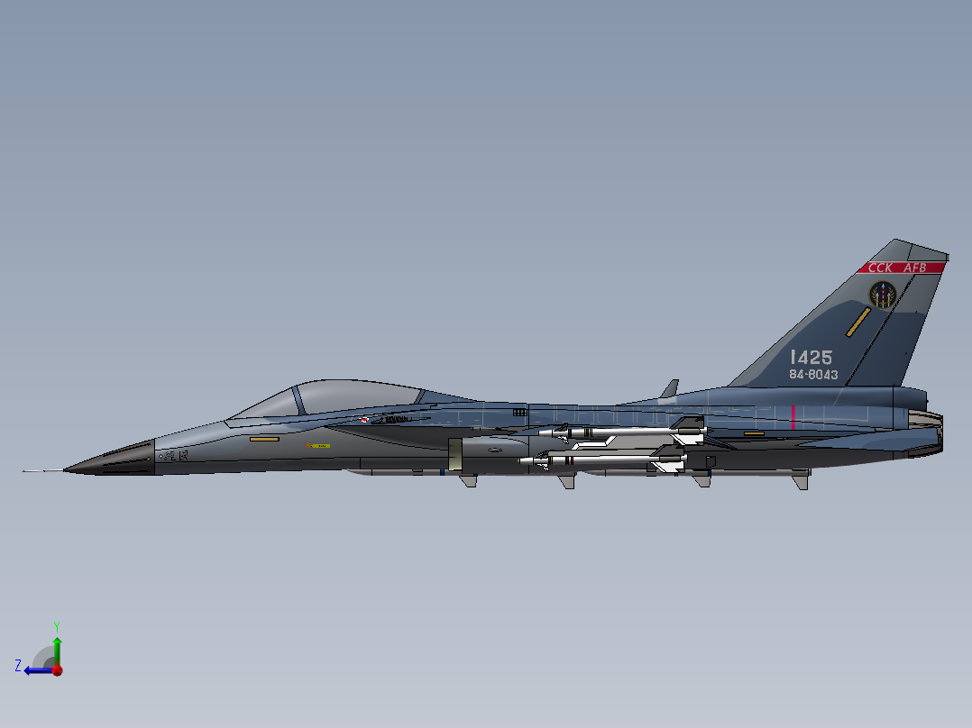 E1123-台湾省空军F-CK-1经国号战斗机三维SW2012带参右视图