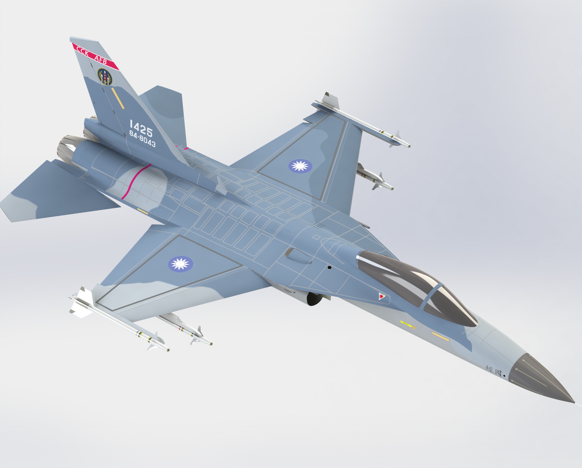 E1123-台湾省空军F-CK-1经国号战斗机三维SW2012带参