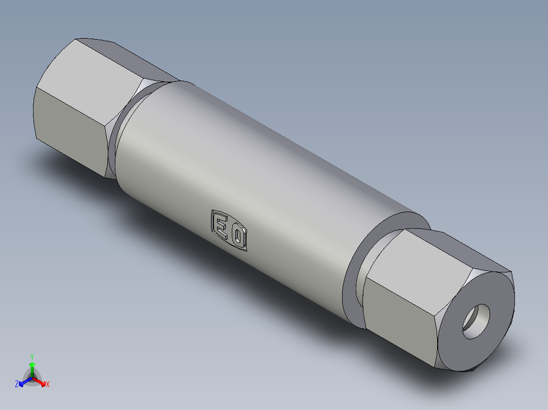 卡套式工业通用硬管接头EO_Weld_bulkhead_fitting_ESV06ZS正等轴测图