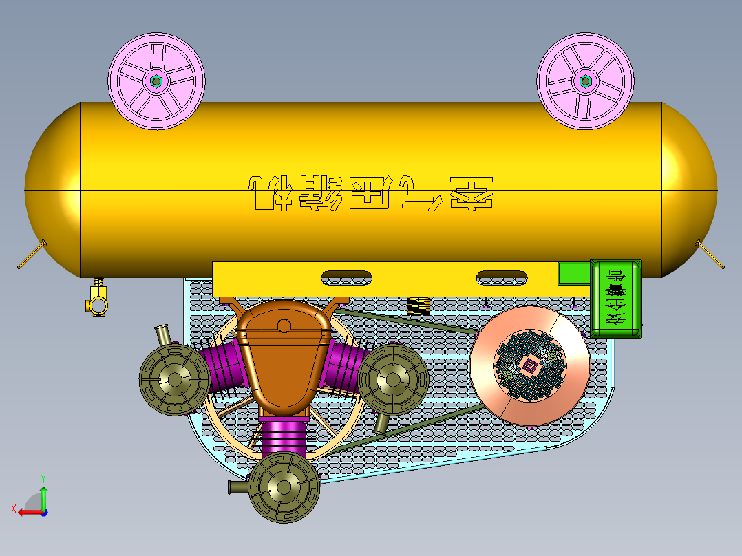 活塞式空压机充气泵后视图