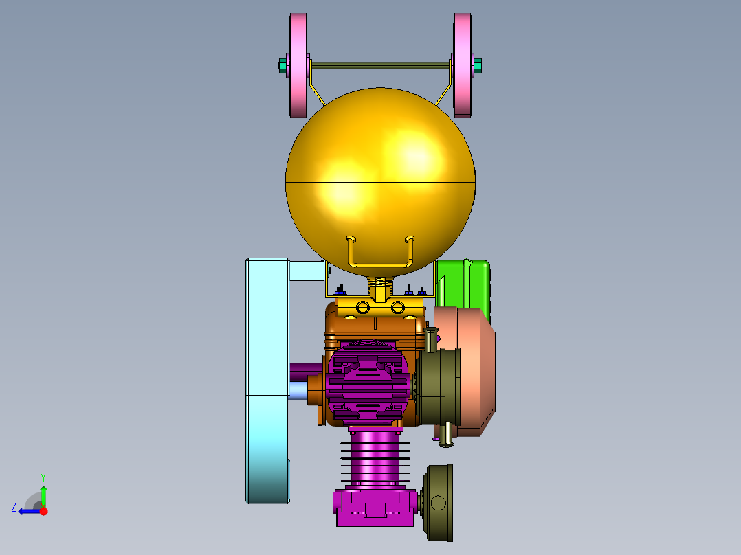 活塞式空压机充气泵右视图