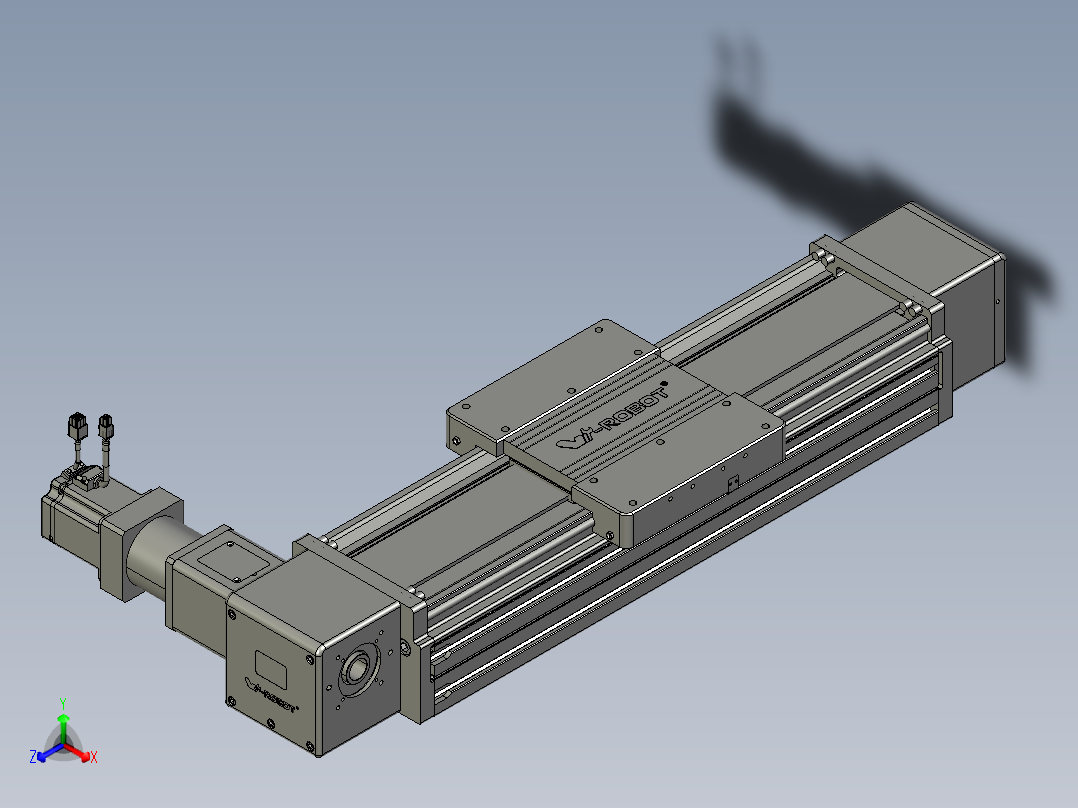 威洛博直线电机模组EB20-L224-S450-R-ZP75-MS3-5K正等轴测图