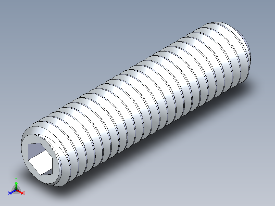 UNC 平头紧定螺钉-UNC SET SCREW 0.375 x1.500.STEP正等轴测图
