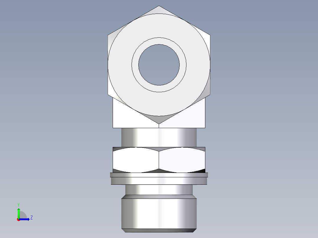 卡套式工业通用硬管接头EO_Adjustable_locknut_branch_tee_TEE16ZSMCF左视图