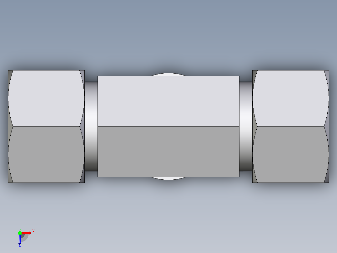 卡套式工业通用硬管接头EO_Adjustable_locknut_branch_tee_TEE16ZSMCF俯视图