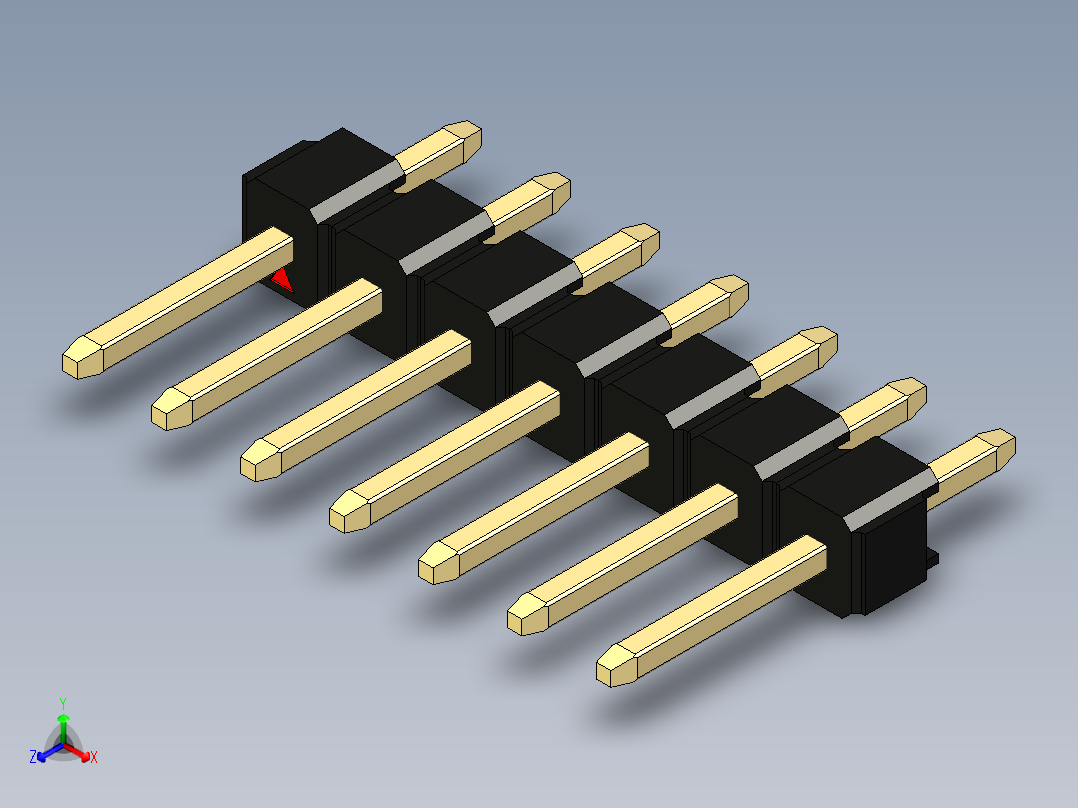 彩色公头100mil（2.54mm）系列-DS1021_black_1x07p_100mil_Type1_rev1.0正等轴测图