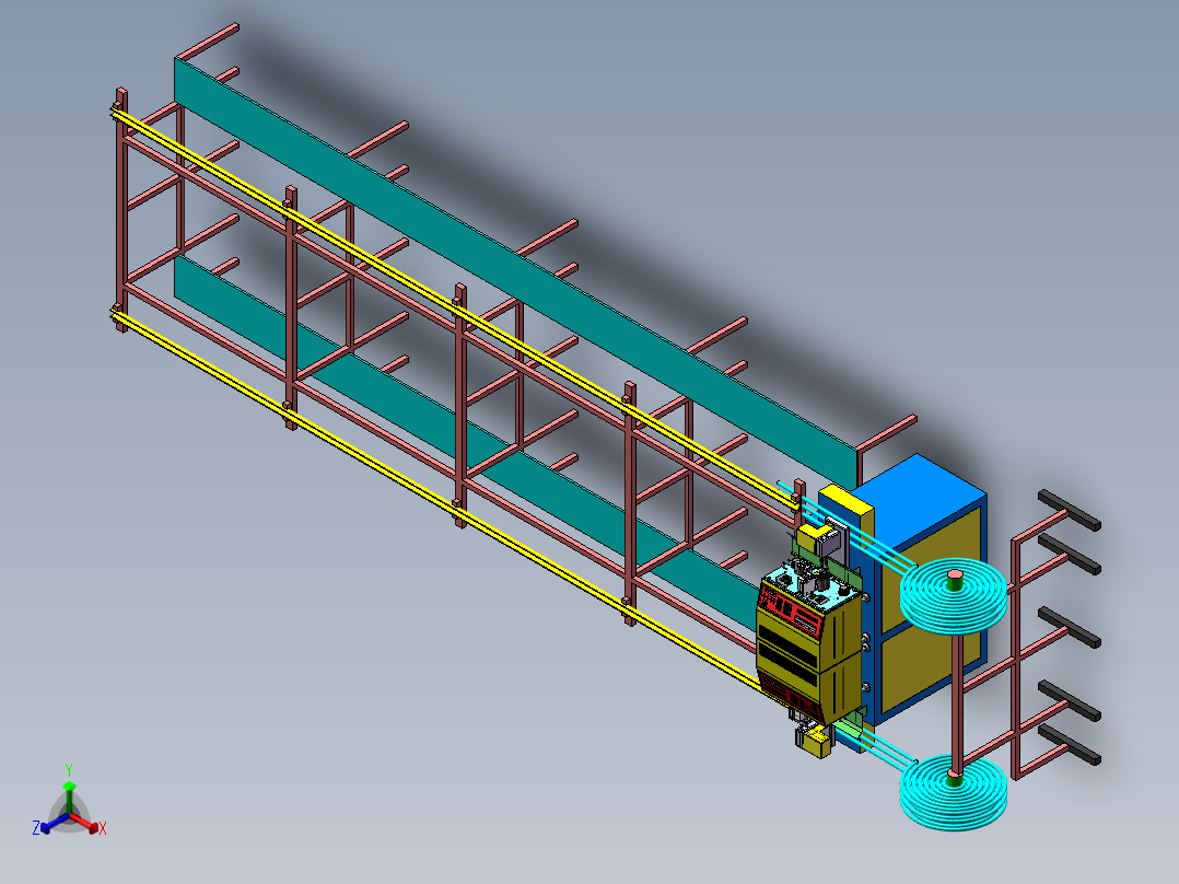 双头双位自动化剥线生产线正等轴测图