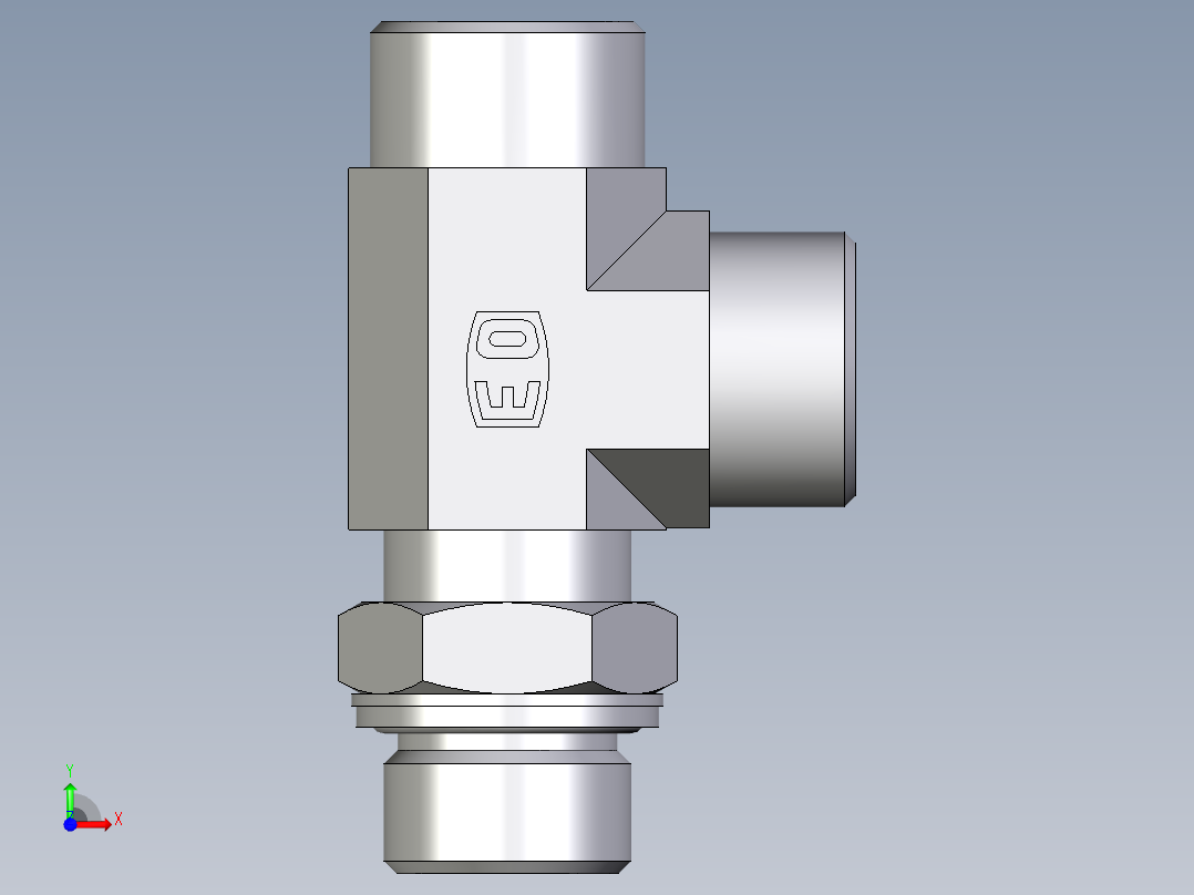 卡套式工业通用硬管接头EO_Adjustable_locknut_run_tee_LEE20SMOMDCF前视图