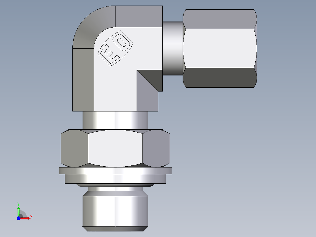 卡套式工业通用硬管接头EO_Adjustable_Locknut_elbow_WEE04LLRCF前视图