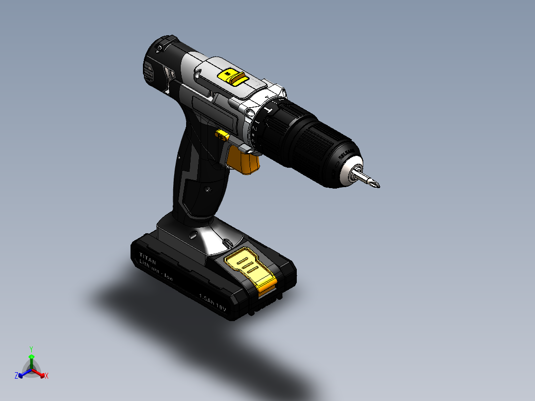 带刀片的手钻台。用于多用途加工和切割工作。正等轴测图