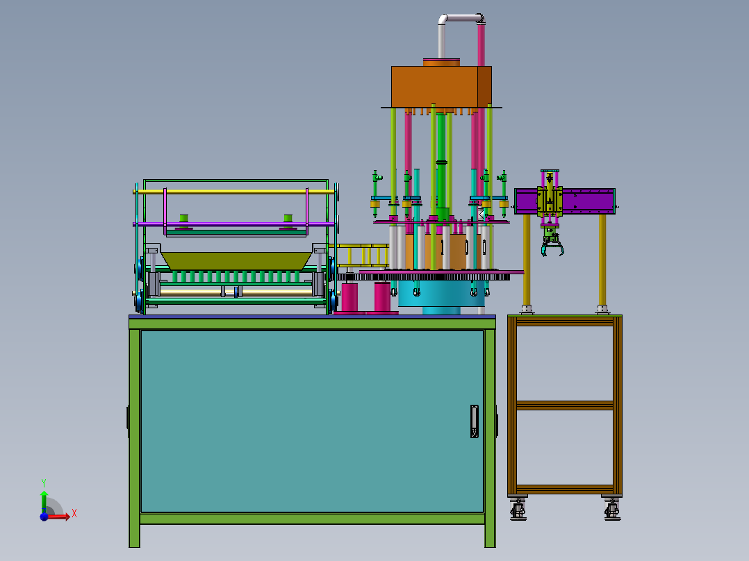 三工位灌装设备sw18可编辑前视图