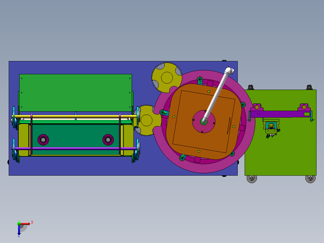 三工位灌装设备sw18可编辑俯视图