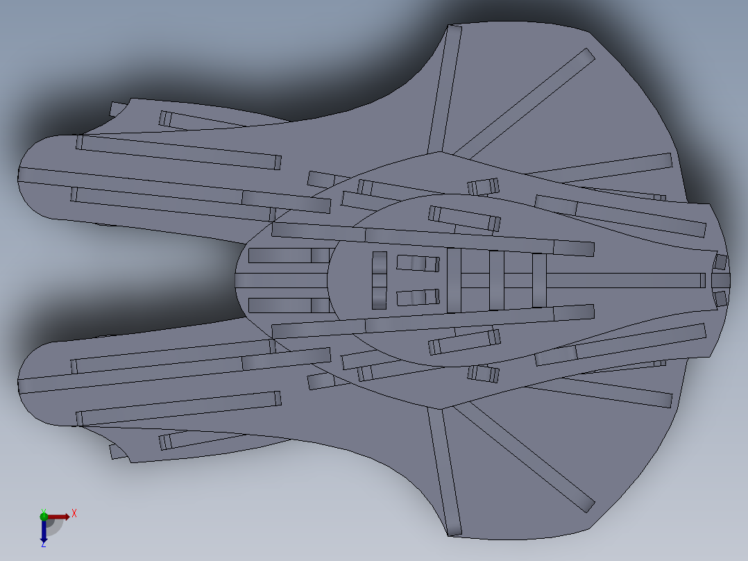 激光下料拼图星际战舰AutoCAD, SOLIDWORKS 2010, STEP _ IGES俯视图