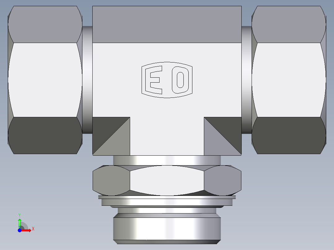 卡套式工业通用硬管接头EO_Adjustable_locknut_branch_tee_TEE30ZSRCF前视图