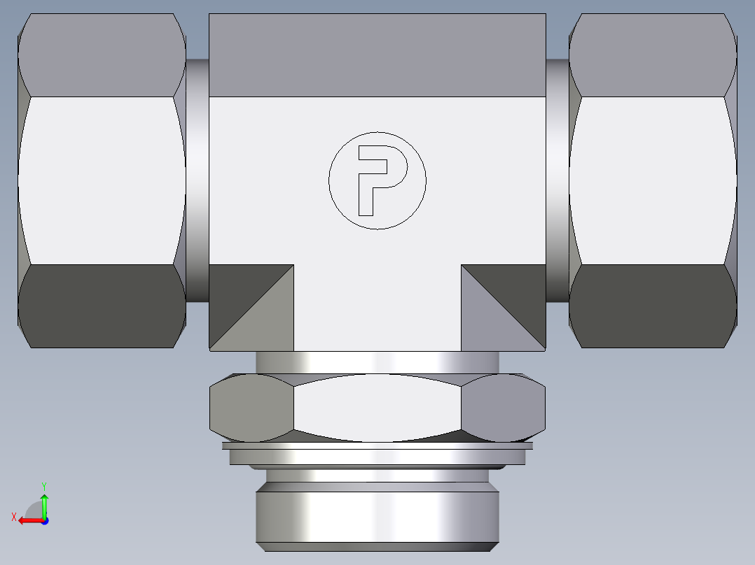卡套式工业通用硬管接头EO_Adjustable_locknut_branch_tee_TEE30ZSRCF后视图
