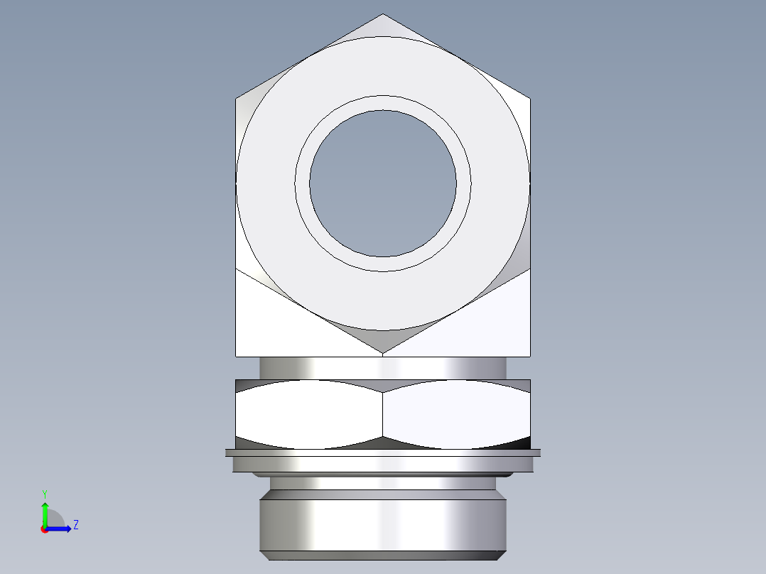 卡套式工业通用硬管接头EO_Adjustable_locknut_branch_tee_TEE30ZSRCF左视图