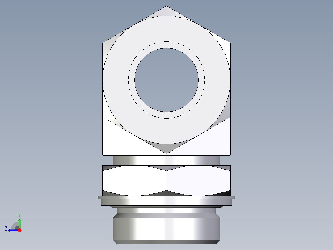 卡套式工业通用硬管接头EO_Adjustable_locknut_branch_tee_TEE30ZSRCF右视图
