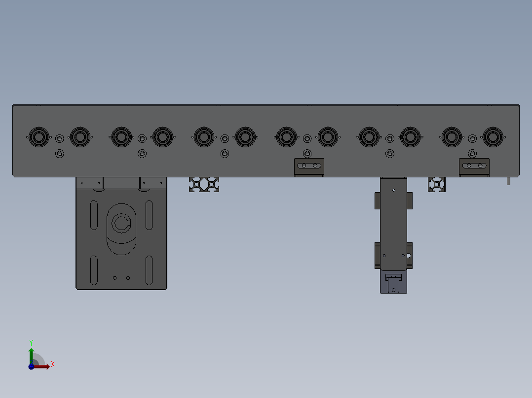 带托板的PCB输送结构前视图