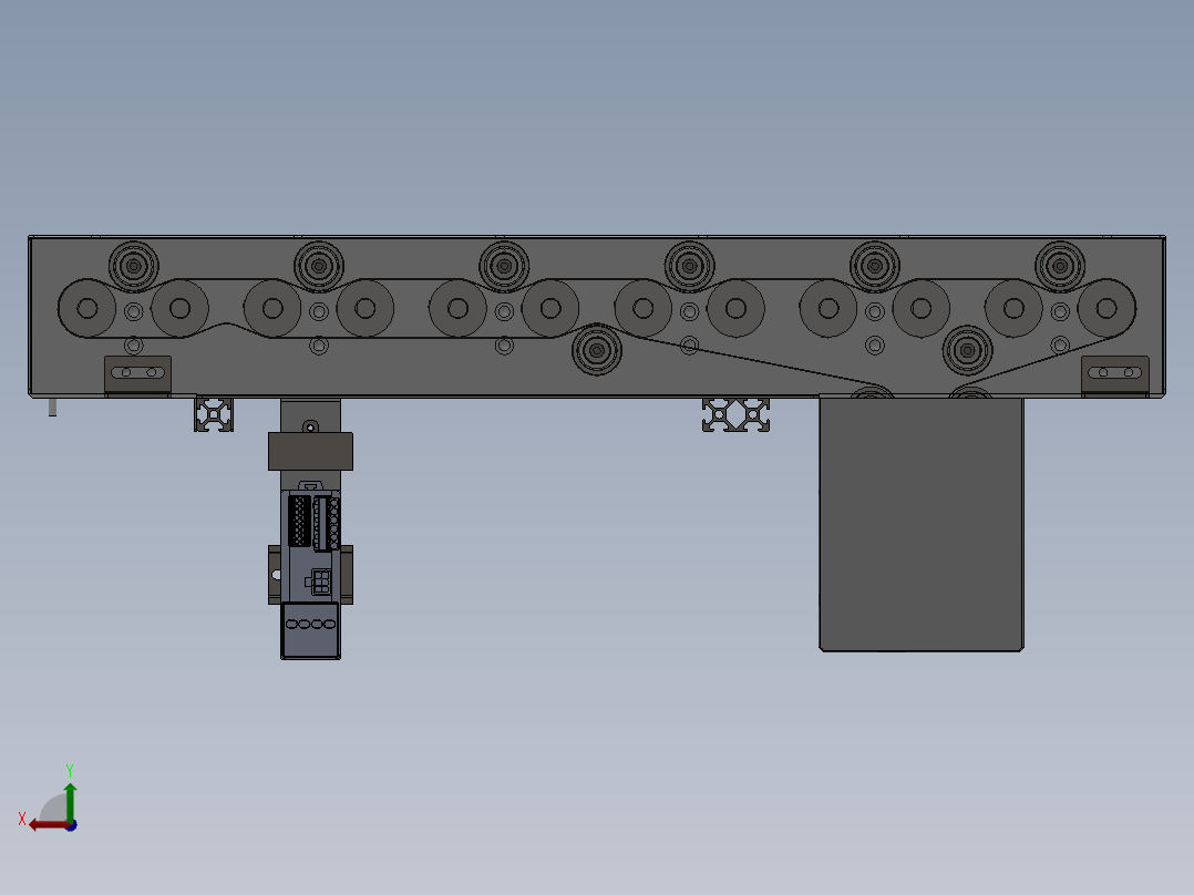 带托板的PCB输送结构后视图