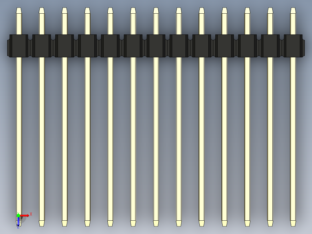 彩色公头100mil（2.54mm）系列-DS1021_black_1x13p_100mil_Type19_rev1.0俯视图