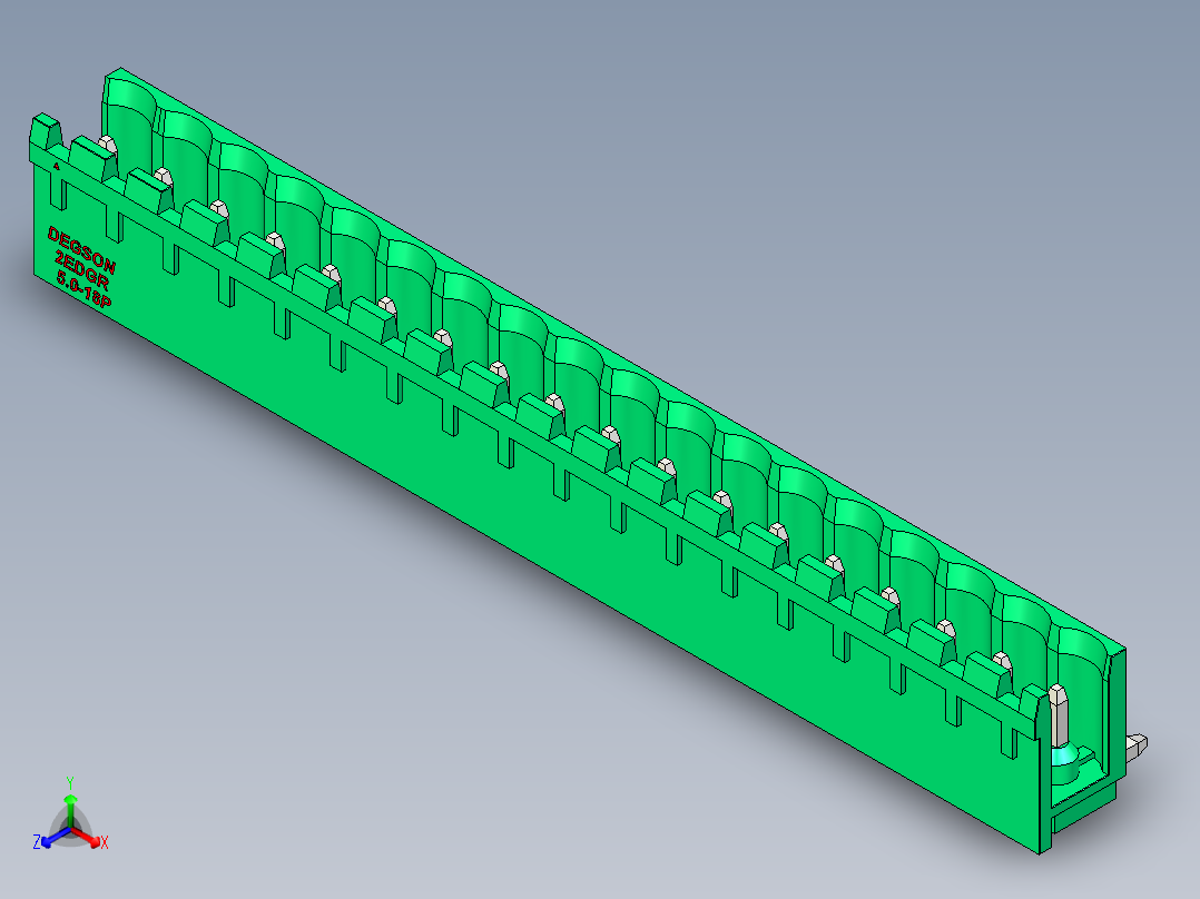 DEGSON 2EDG 系列 5.0mm 可插拔接线端子组-2EDGR-5.0-18P-14-00AH正等轴测图