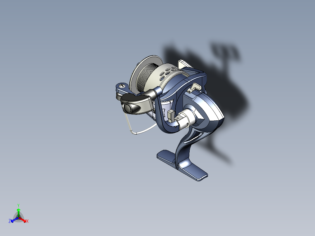 摇臂鱼线轮 纺车轮正等轴测图