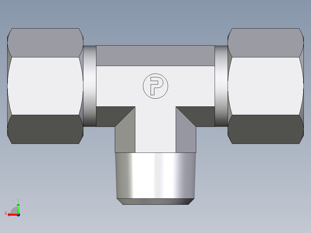 卡套式工业通用硬管接头EO_Male_stud_run_tee_TE14SR71后视图