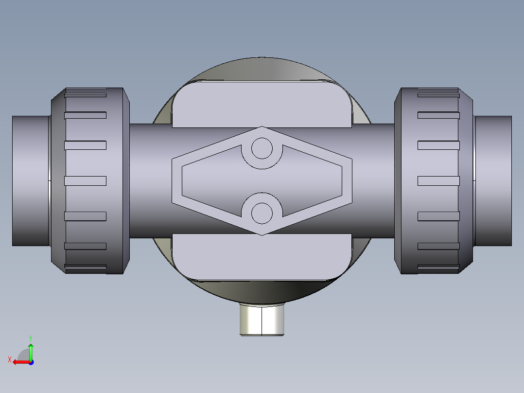6DKPUIVCP DA 气动隔膜阀双作用与女性的两端，公制系列PVC-U后视图