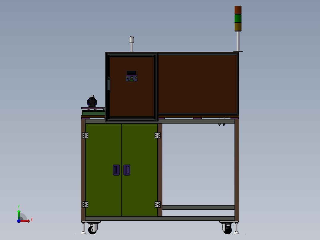 三工位切料根设备 3D模型前视图
