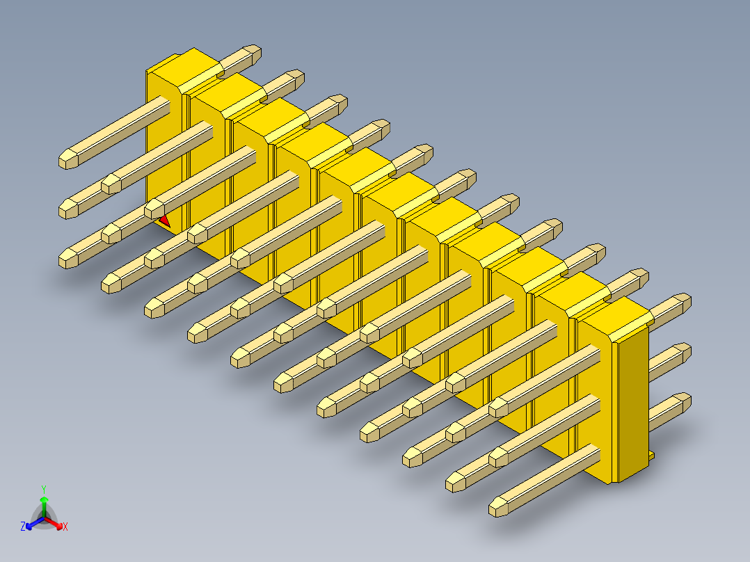 彩色公头100mil（2.54mm）系列-DS1021_yellow_3x11p_100mil_Type1_rev1.0