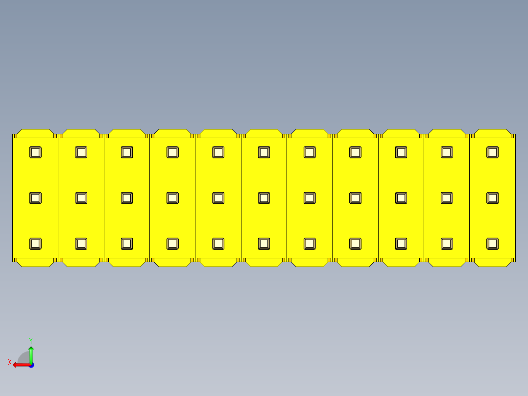 彩色公头100mil（2.54mm）系列-DS1021_yellow_3x11p_100mil_Type1_rev1.0后视图