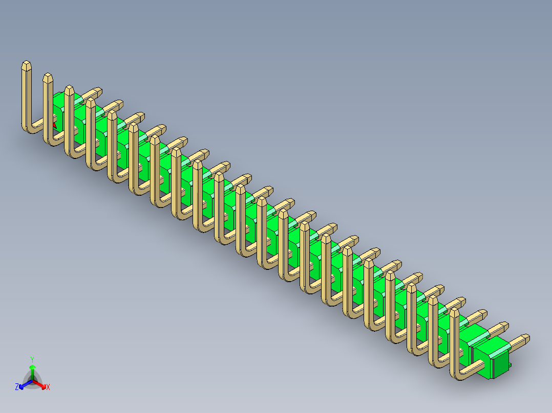 彩色公排针 100mil 2.54mm 系列-DS1022_green_21p_100mil_TypeU_rev1.0