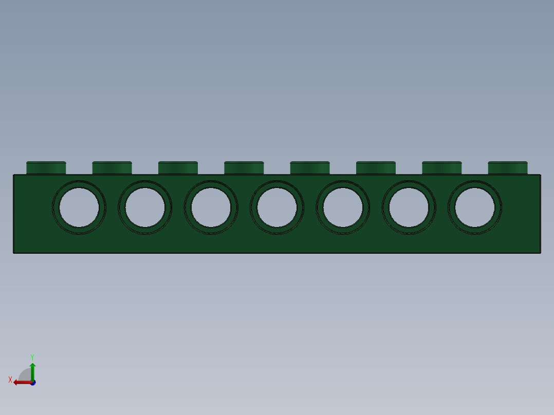 乐高机械组积木（横梁）-4200546 - 3702 Dark Green Technic Brick 1 x 8 with Holes后视图