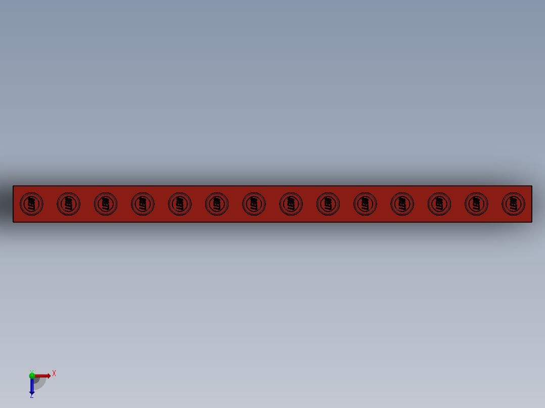 乐高机械组积木（横梁）-4173800 - 32018 Bright Red Technic Brick 1 x 14 with Holes俯视图