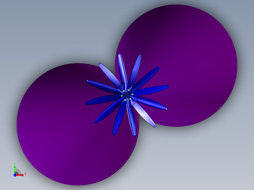 共轴双桨径向发动机前视图