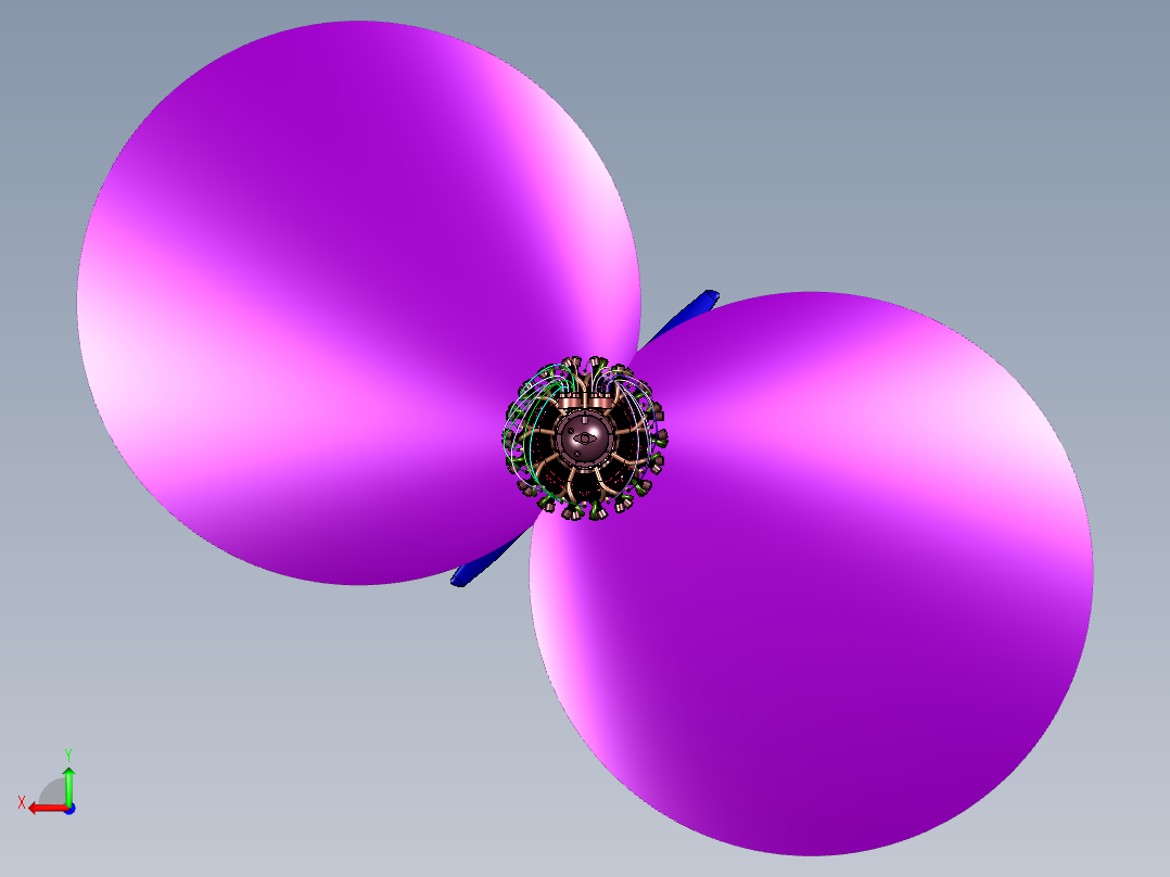 共轴双桨径向发动机后视图