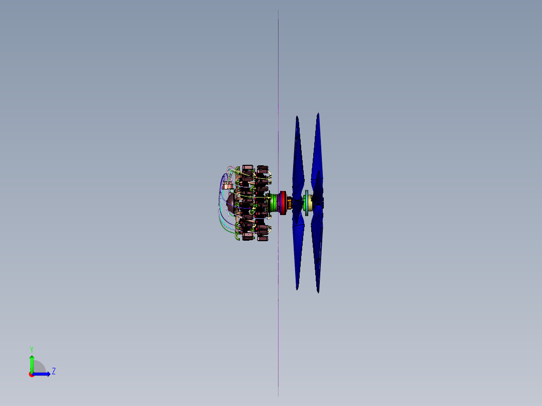 共轴双桨径向发动机左视图