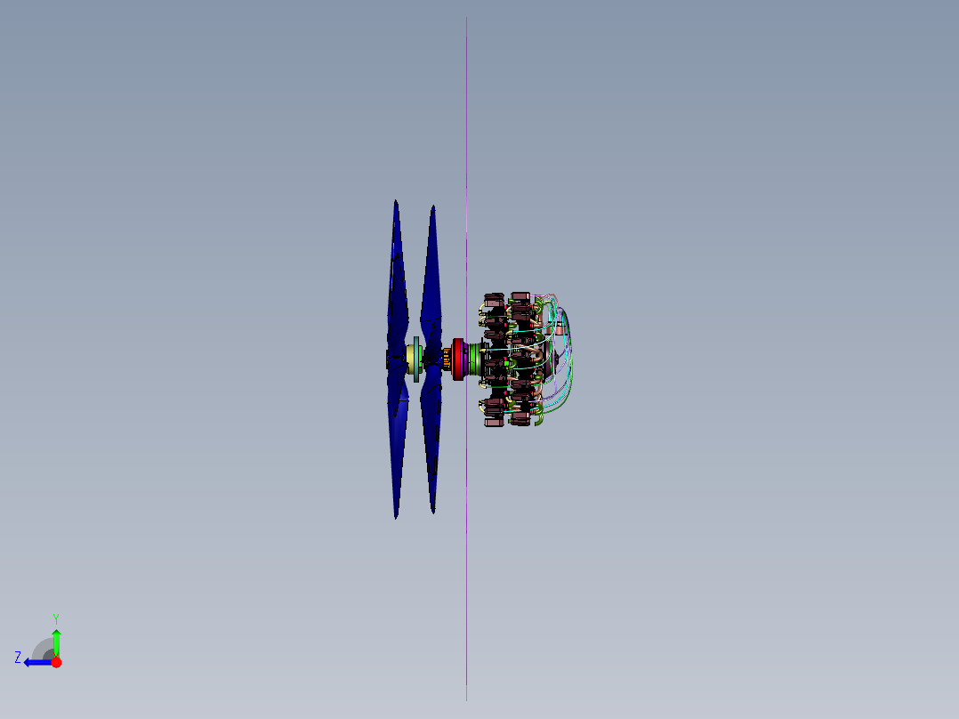 共轴双桨径向发动机右视图
