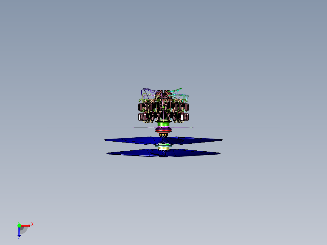 共轴双桨径向发动机俯视图